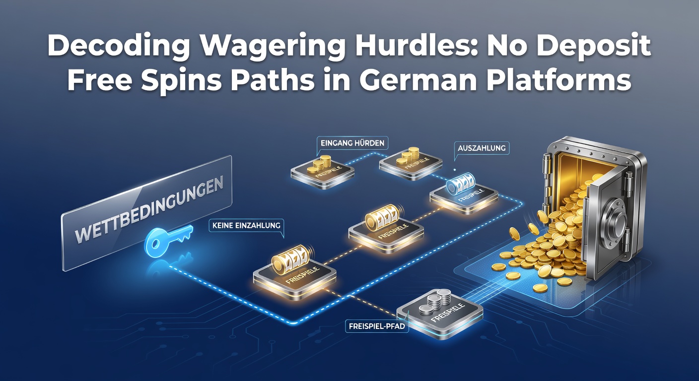 Grafik mit Slots und Free-Spin-Symbolen auf einem modernen Casino-Hintergrund, die Wettanforderungen visualisieren