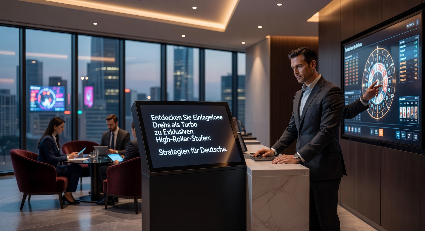 High-Roller-VIP-Lounge in einem Mobile Casino mit einlagelosen Dreh-Symbolen und Smartphone-Integration