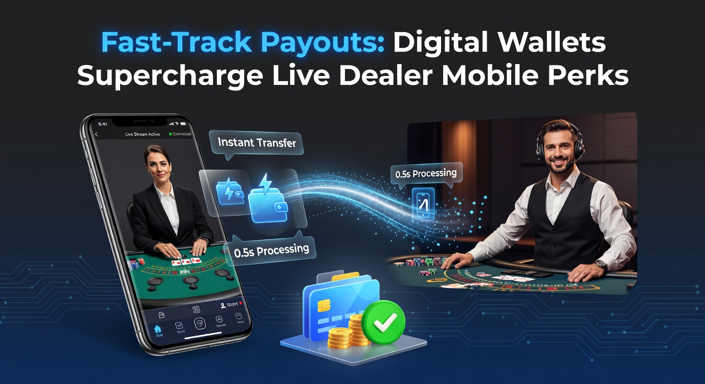 Smartphone mit Live-Dealer-Spiel und digitaler Wallet-App im Vordergrund, das schnelle Transaktionen symbolisiert